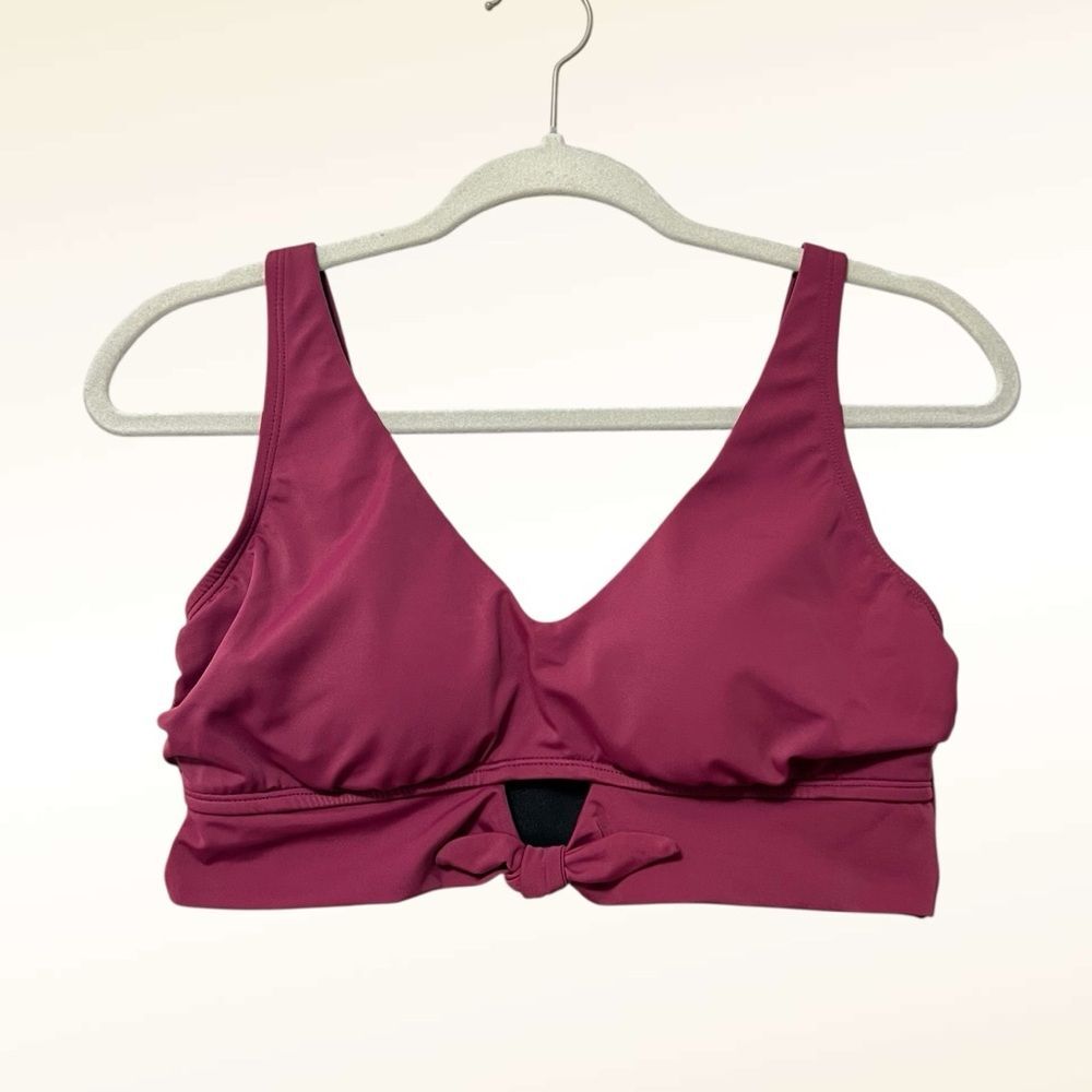 Maurices Bikini Top NWT Size Medium Burgundy Marroon Knot Front Pullover